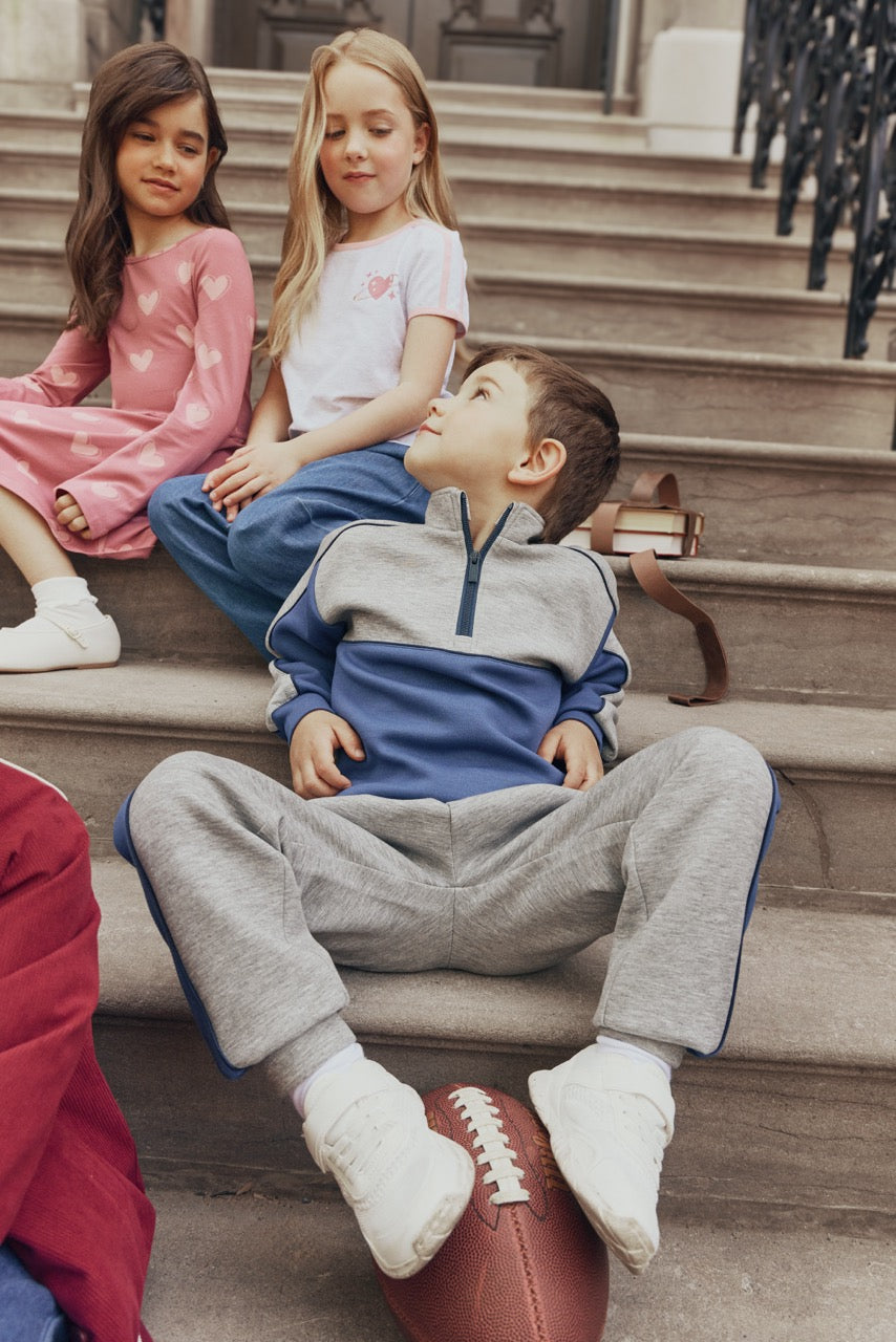 Half Zip Colorblock Sweatshirt Set