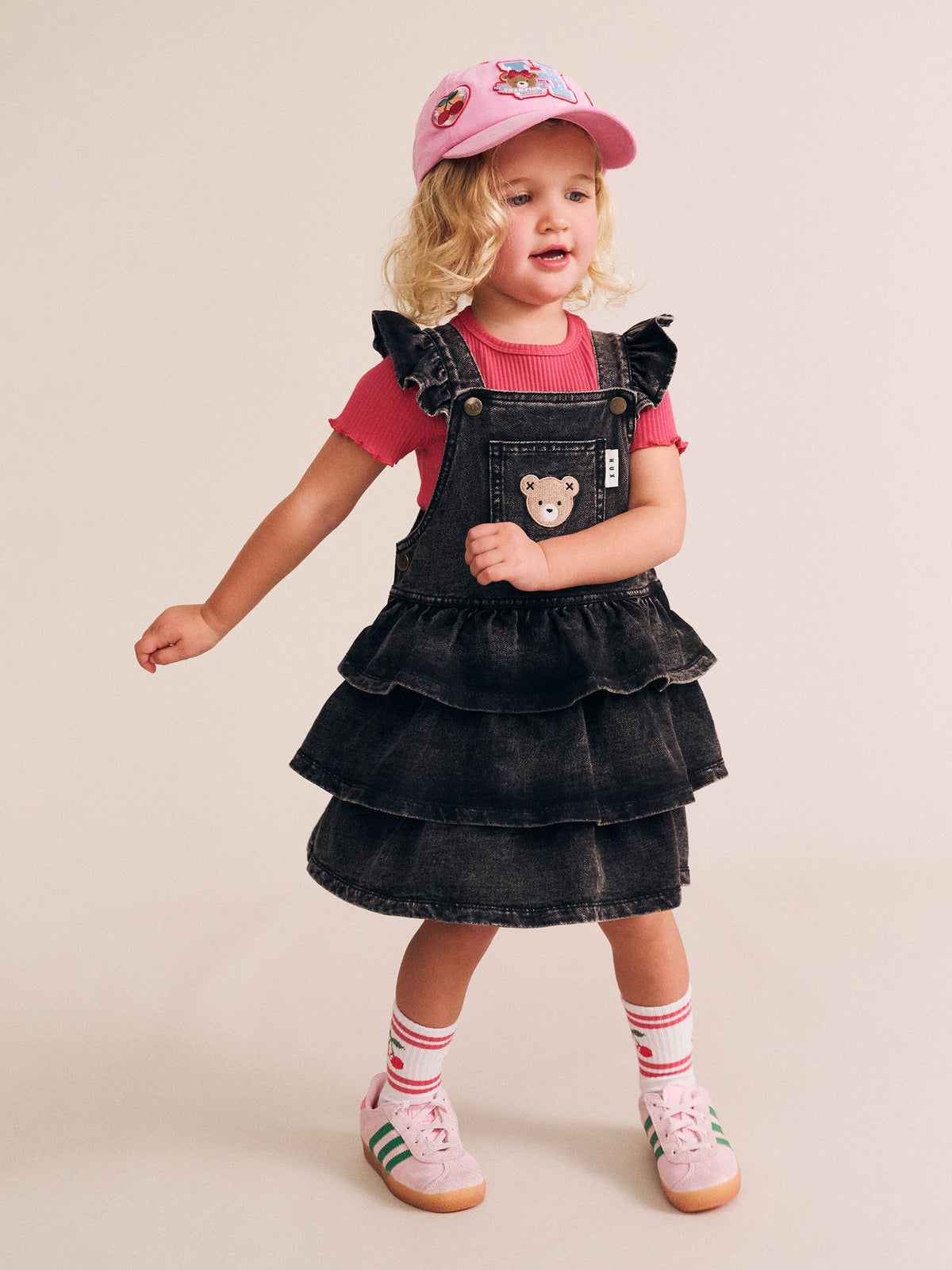 Knit Denim Frill Pinafore