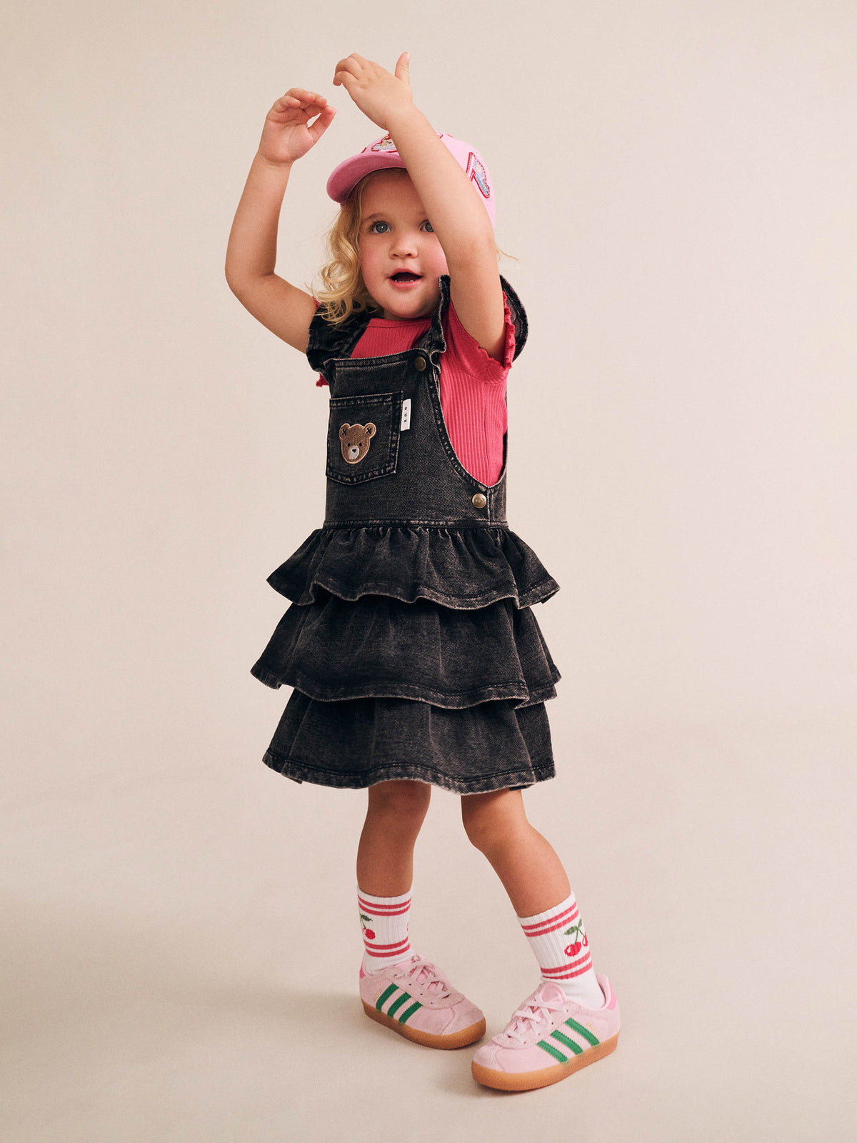 Knit Denim Frill Pinafore