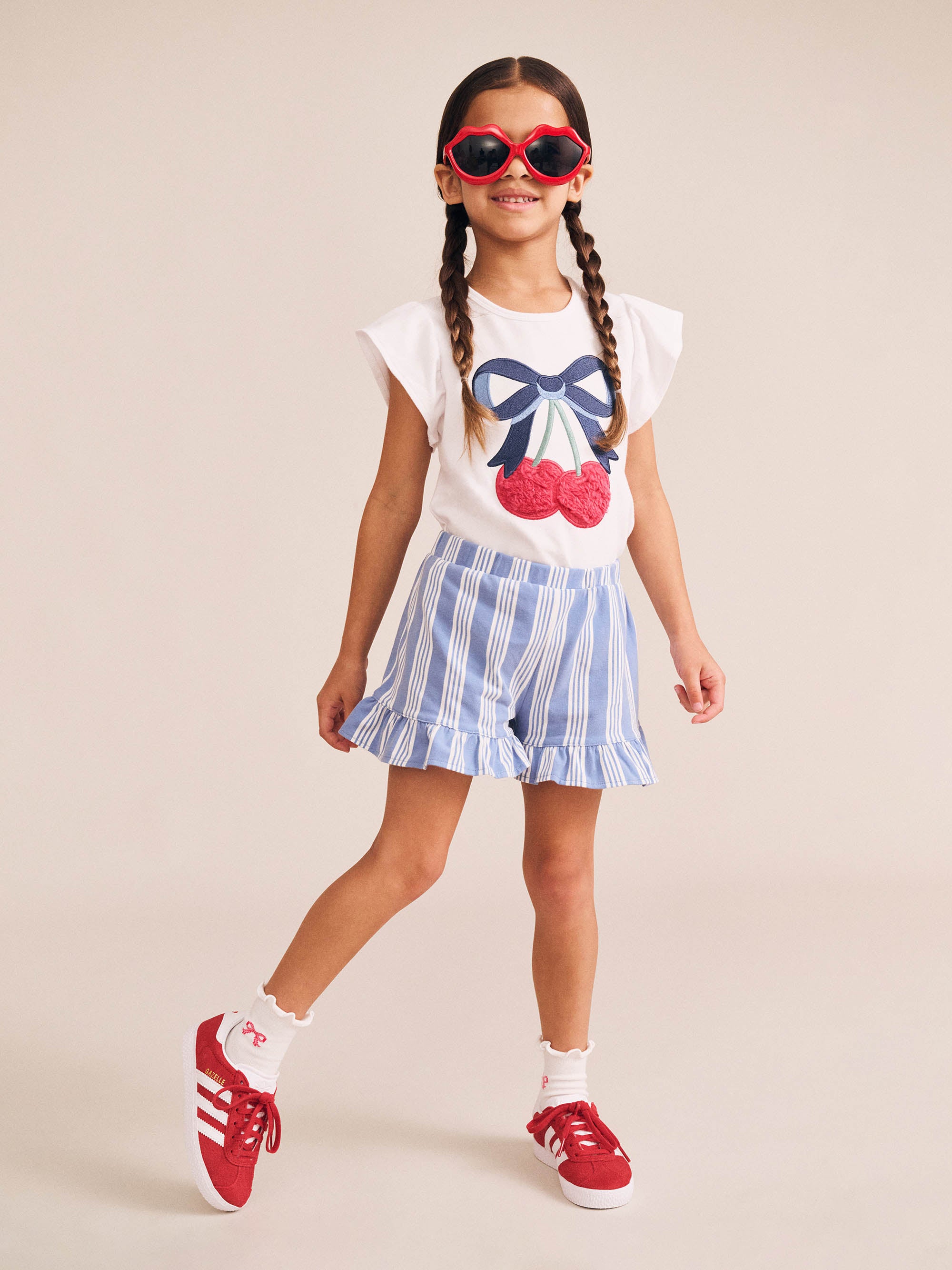 Cherry Bow Frill Sleeve Tee