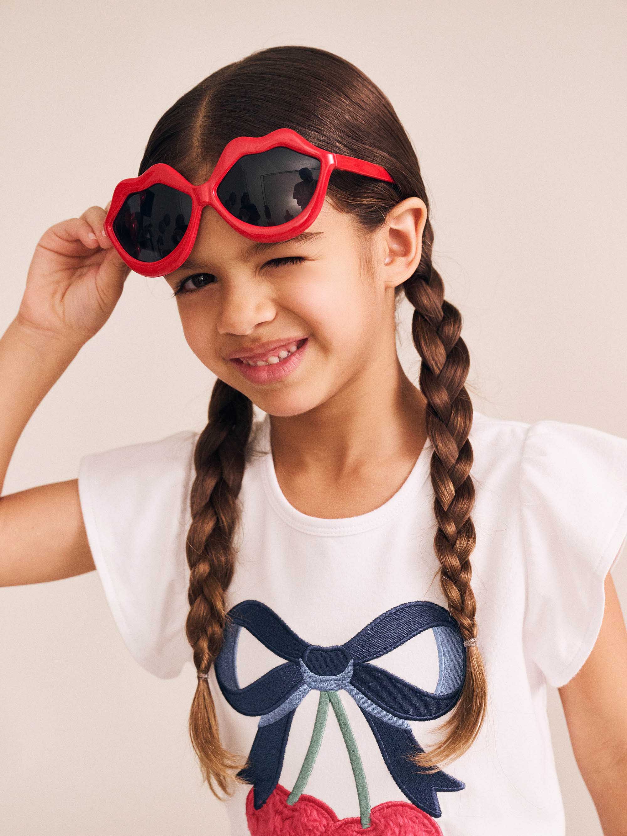 Cherry Bow Frill Sleeve Tee