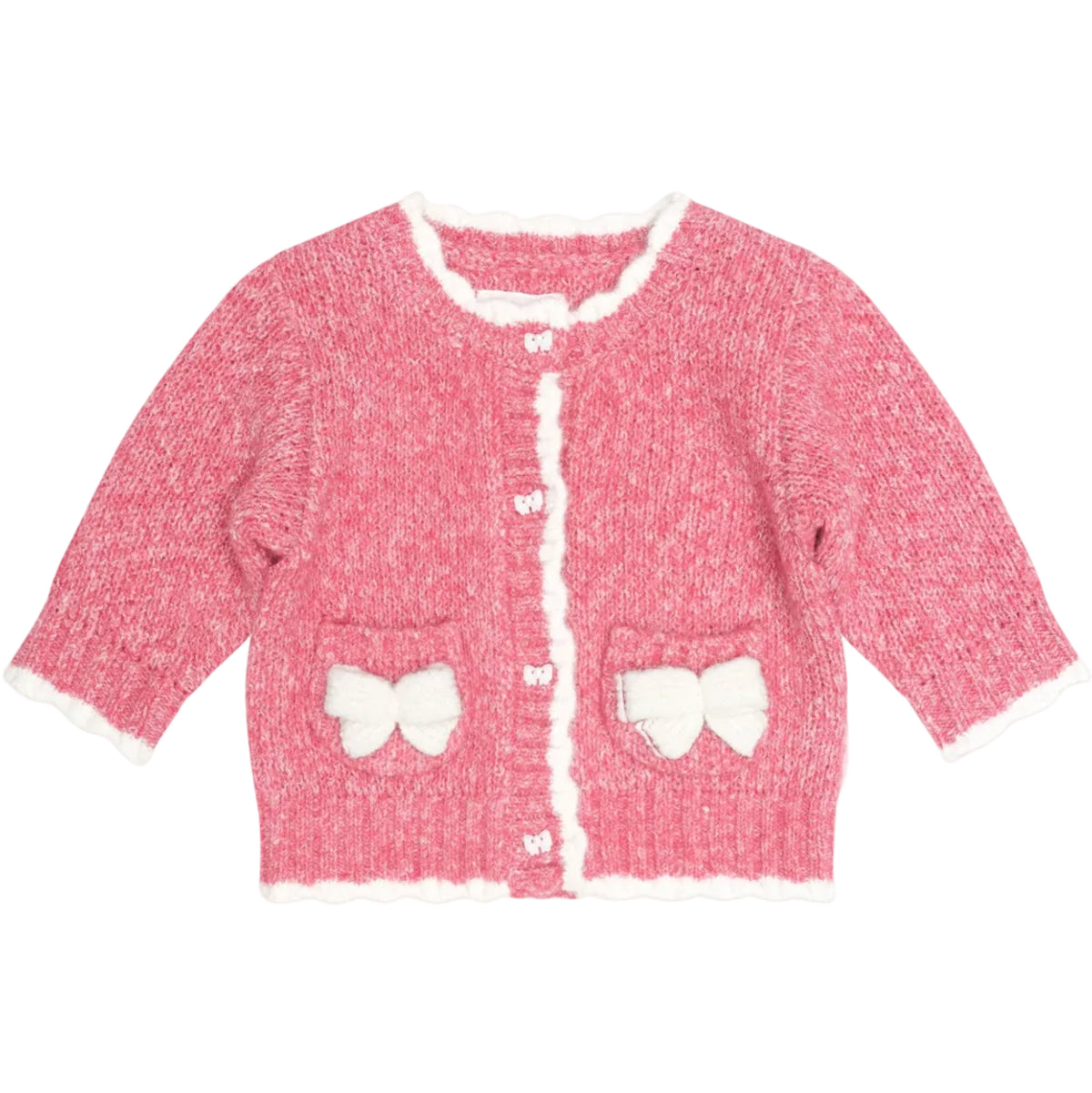 Berry 3D Bow Scalloped Cardi