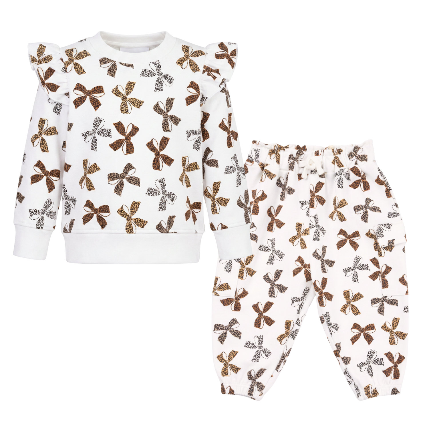 Leopard Bow Ruffle Sweatset