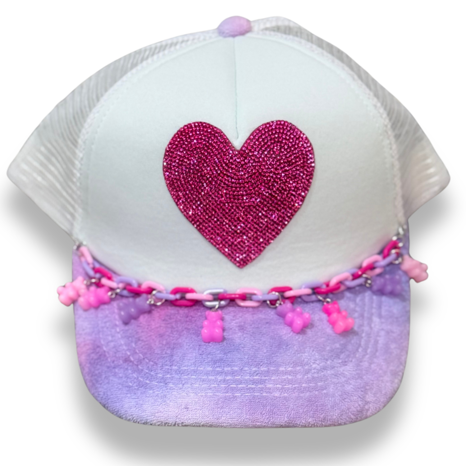 Heart Terry Trucker Hat with Gummy Link