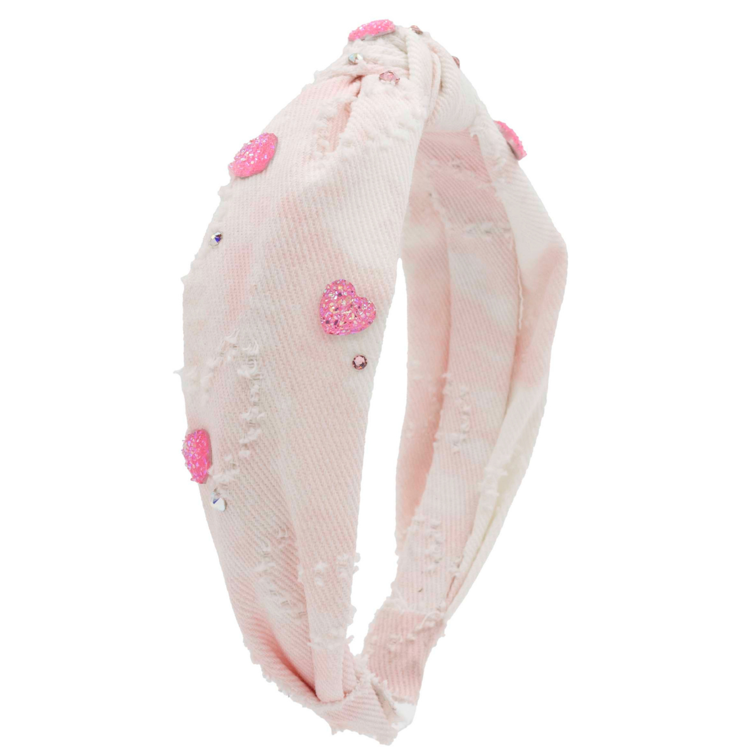 Pink Denim Heart Knot Headband