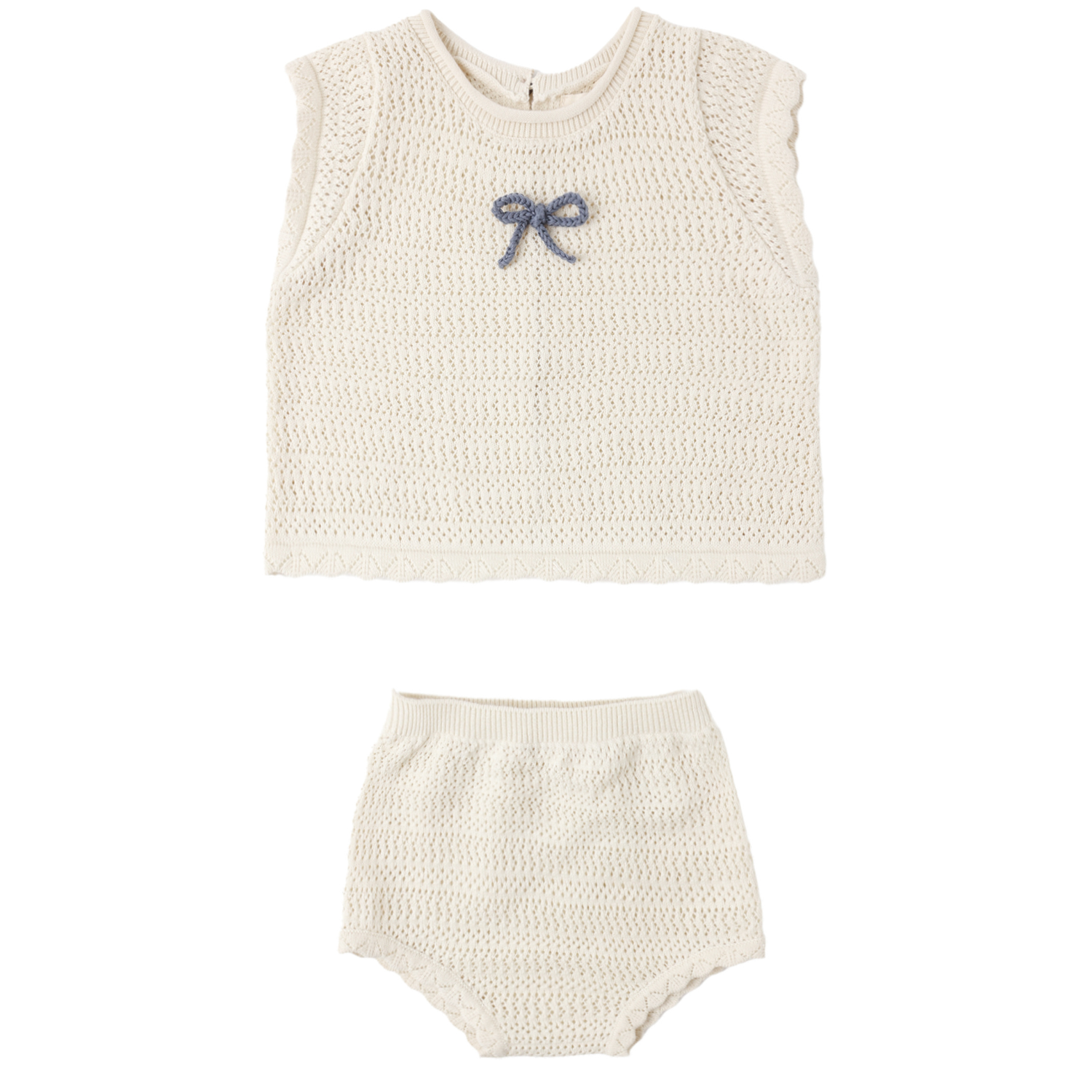 Natural Scallop Knit Baby Set