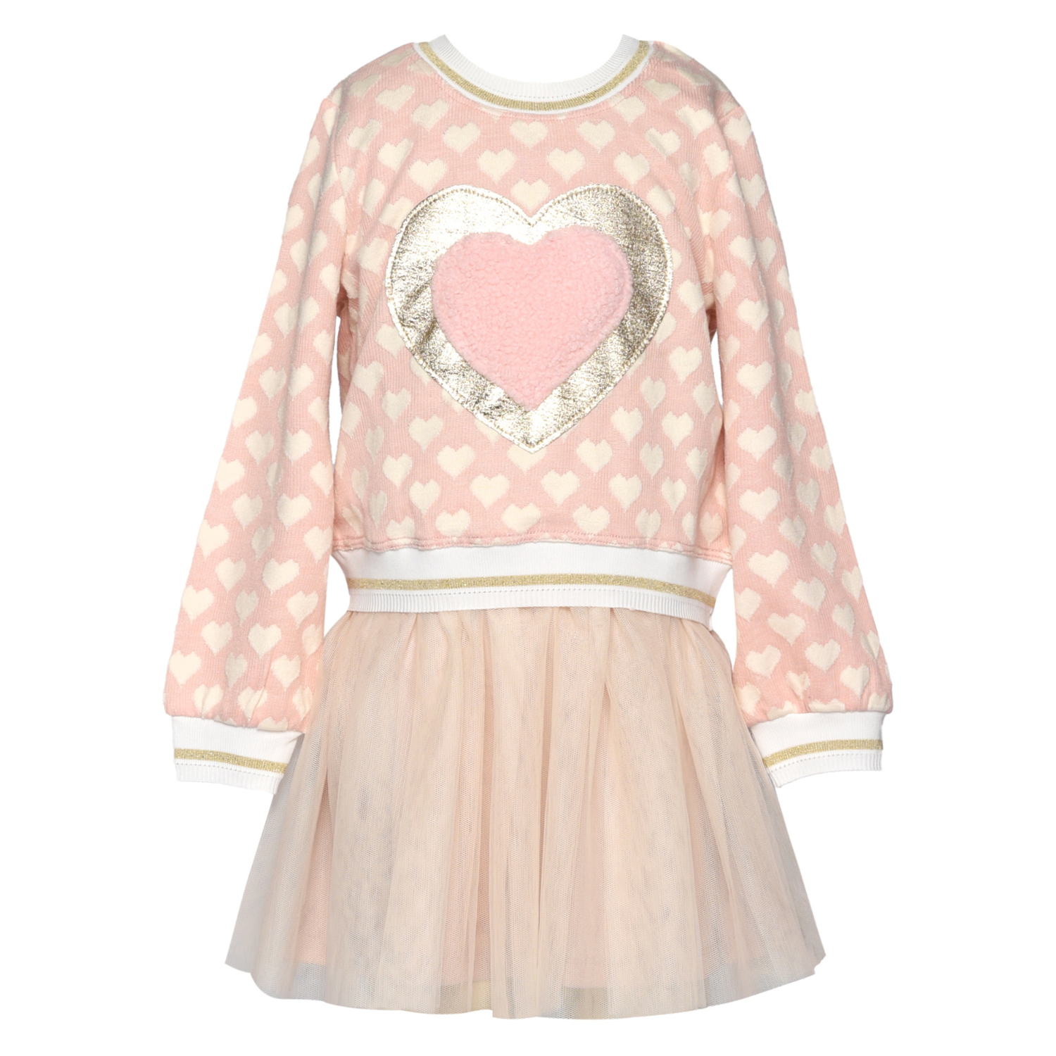 Faux Fur Heart Twofer Dress