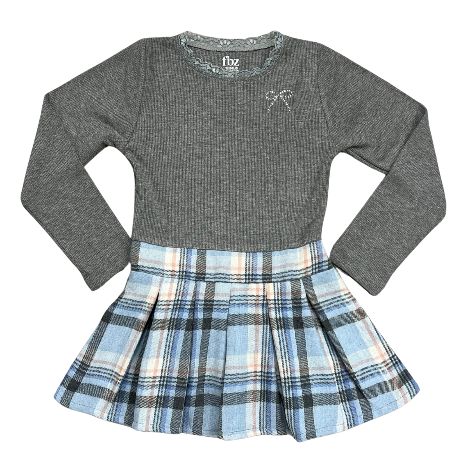 Crystal Bow Flannel Bottom Dress