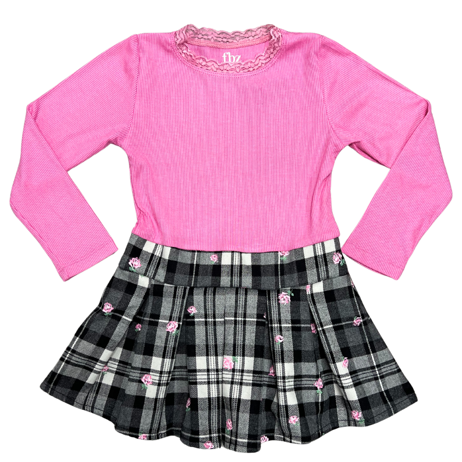 Rosette Plaid Bottom Dress