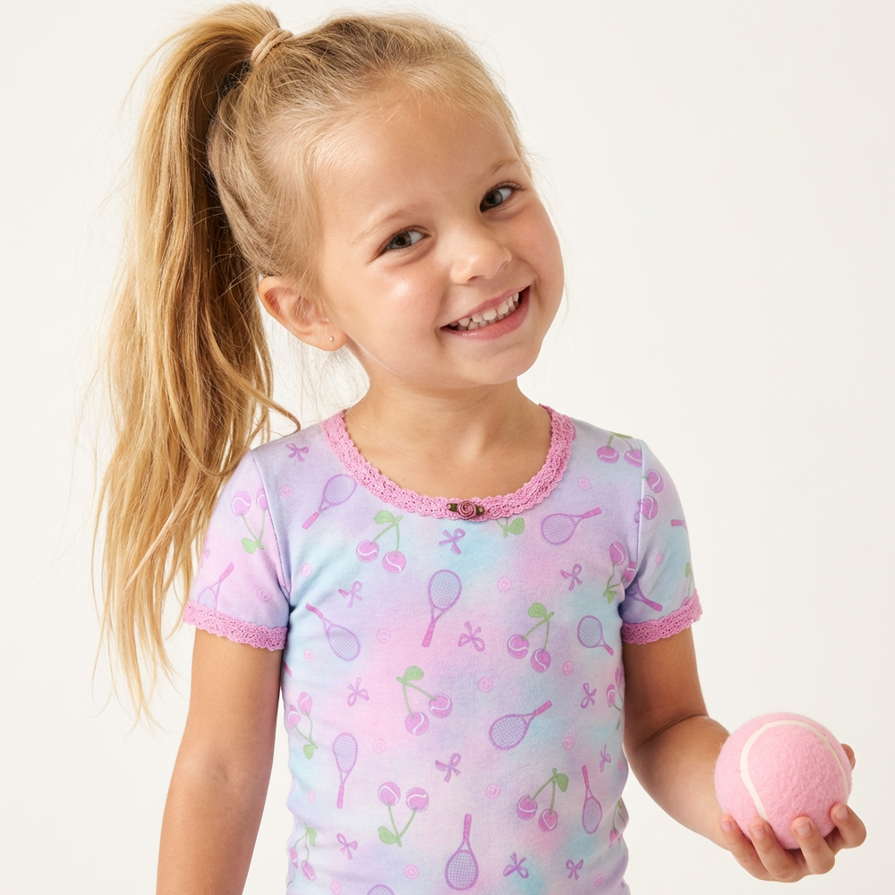 Cherry Tennis SS Pant PJ Set