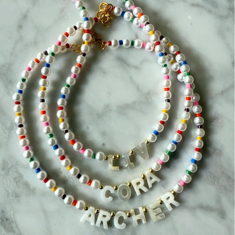 Personalized Rainbow Pearl Name Necklace