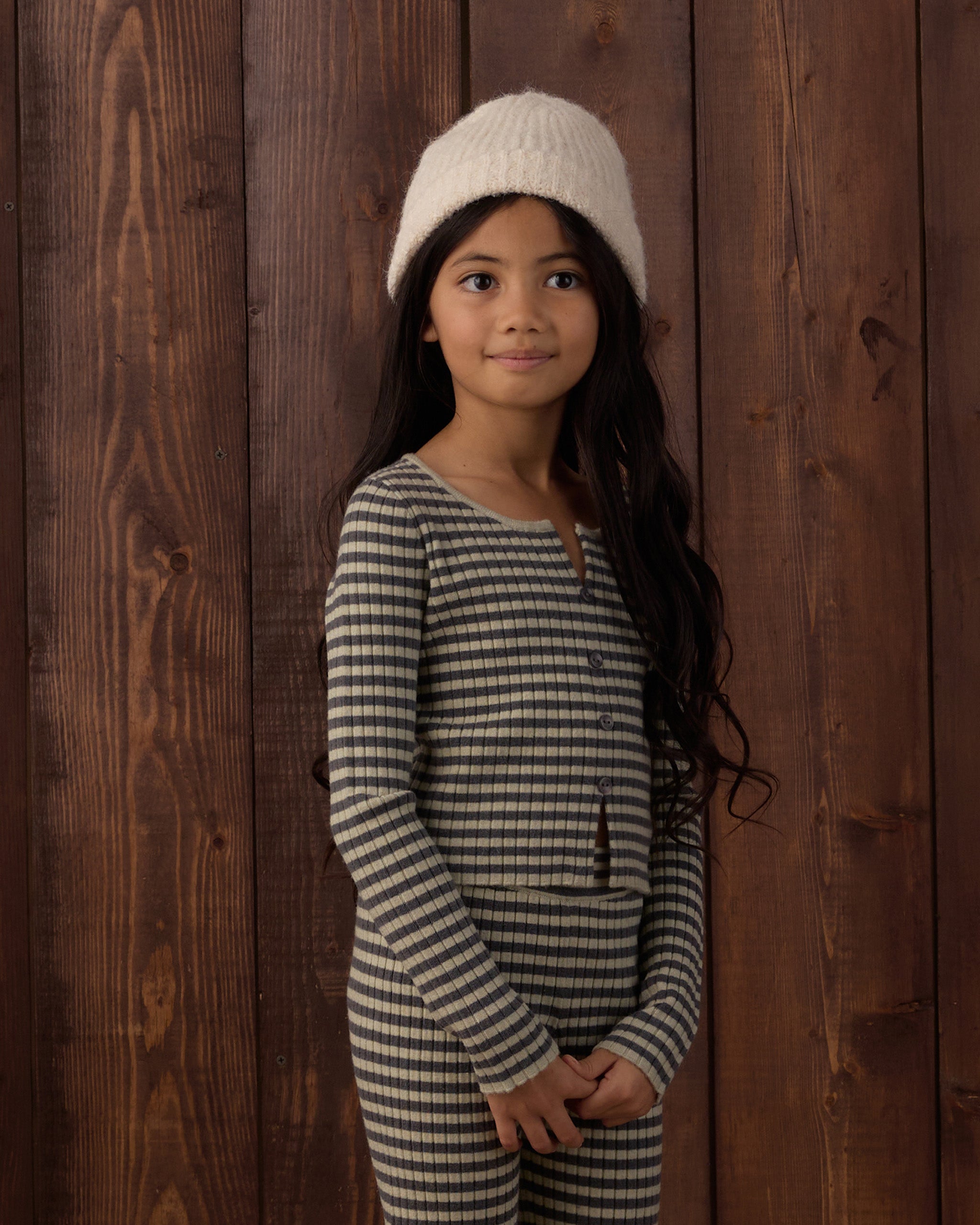 Midnight Stripe Long Sleeve Knit Tee