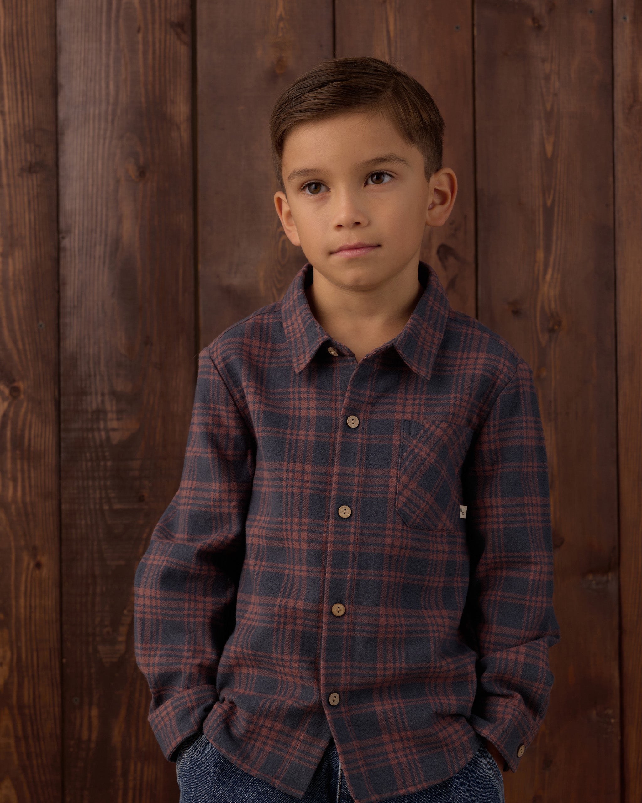 Midnight Plaid Collared LS Shirt