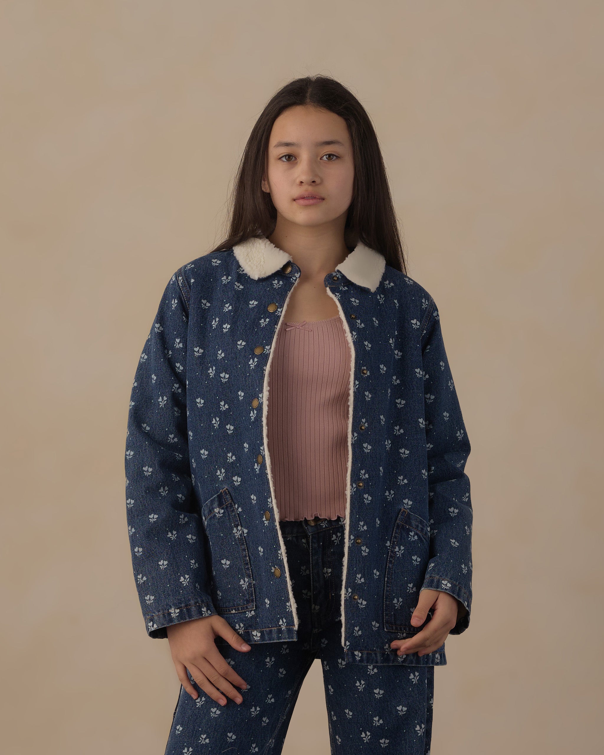 Heart Ditsy Long Chore Coat