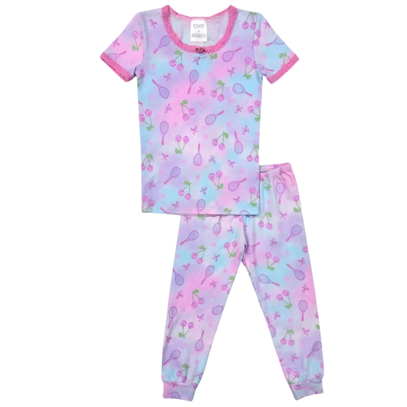 Cherry Tennis SS Pant PJ Set