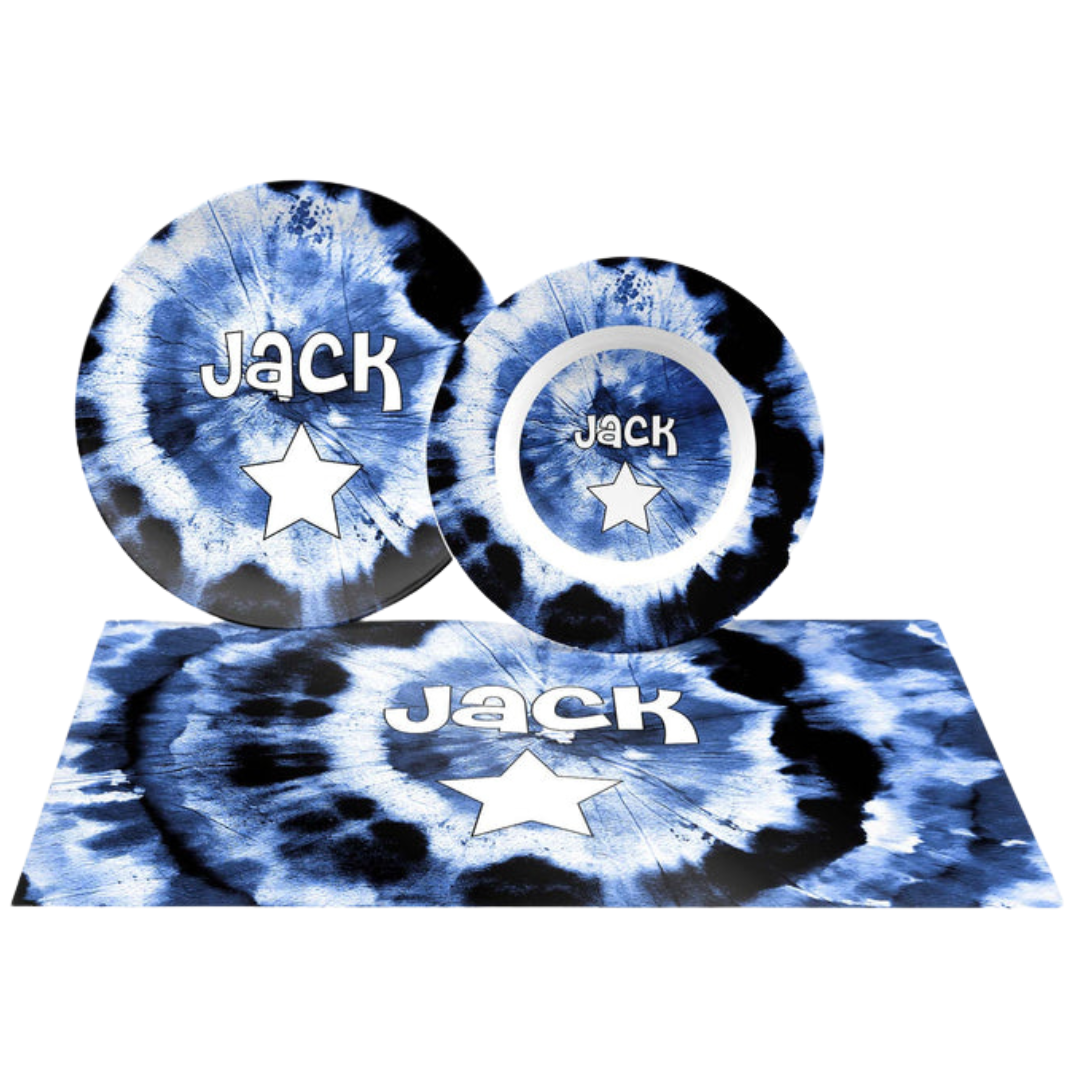 Personalized Navy Tie Dye Dishware
