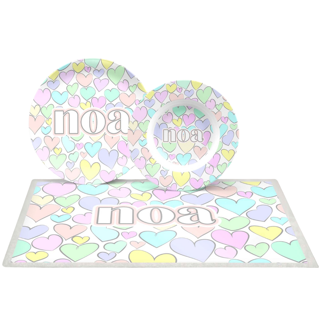 Personalized Pastel Hearts Dishware