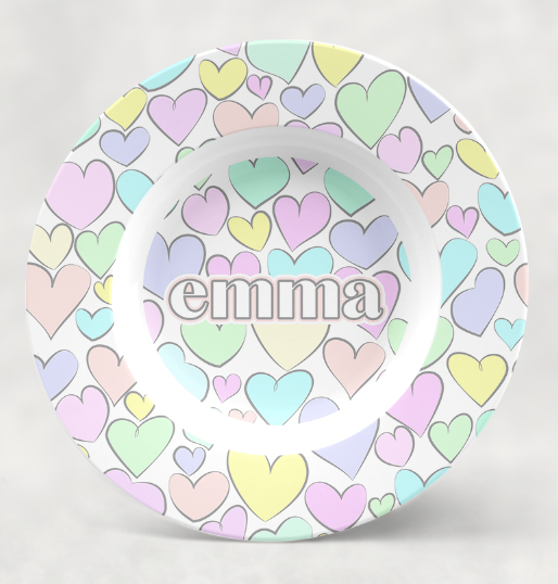 Personalized Pastel Hearts Dishware