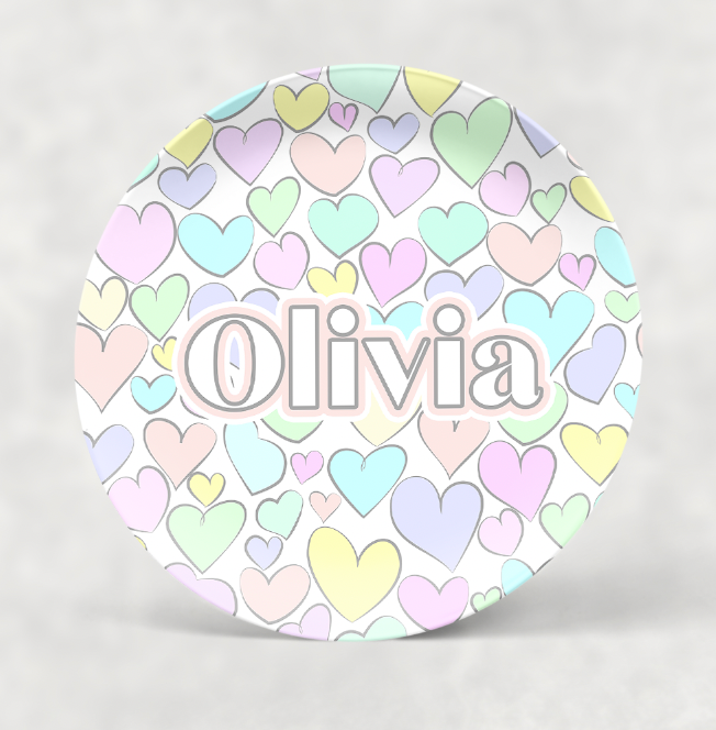 Personalized Pastel Hearts Dishware