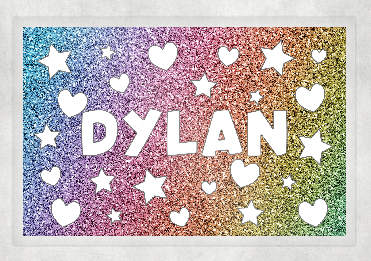 Personalized Sparkle Hearts and Stars Dishware