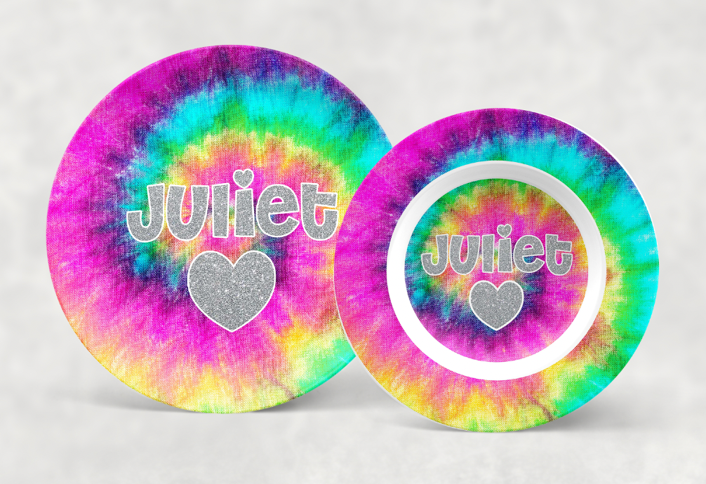Personalized Rainbow Tie Dye Dishware