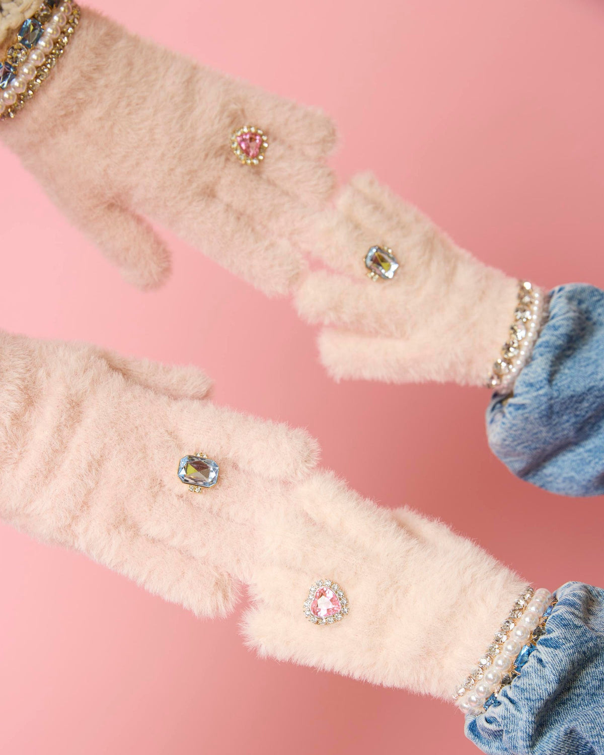 ADULT Cotton Candy Jeweled Gloves