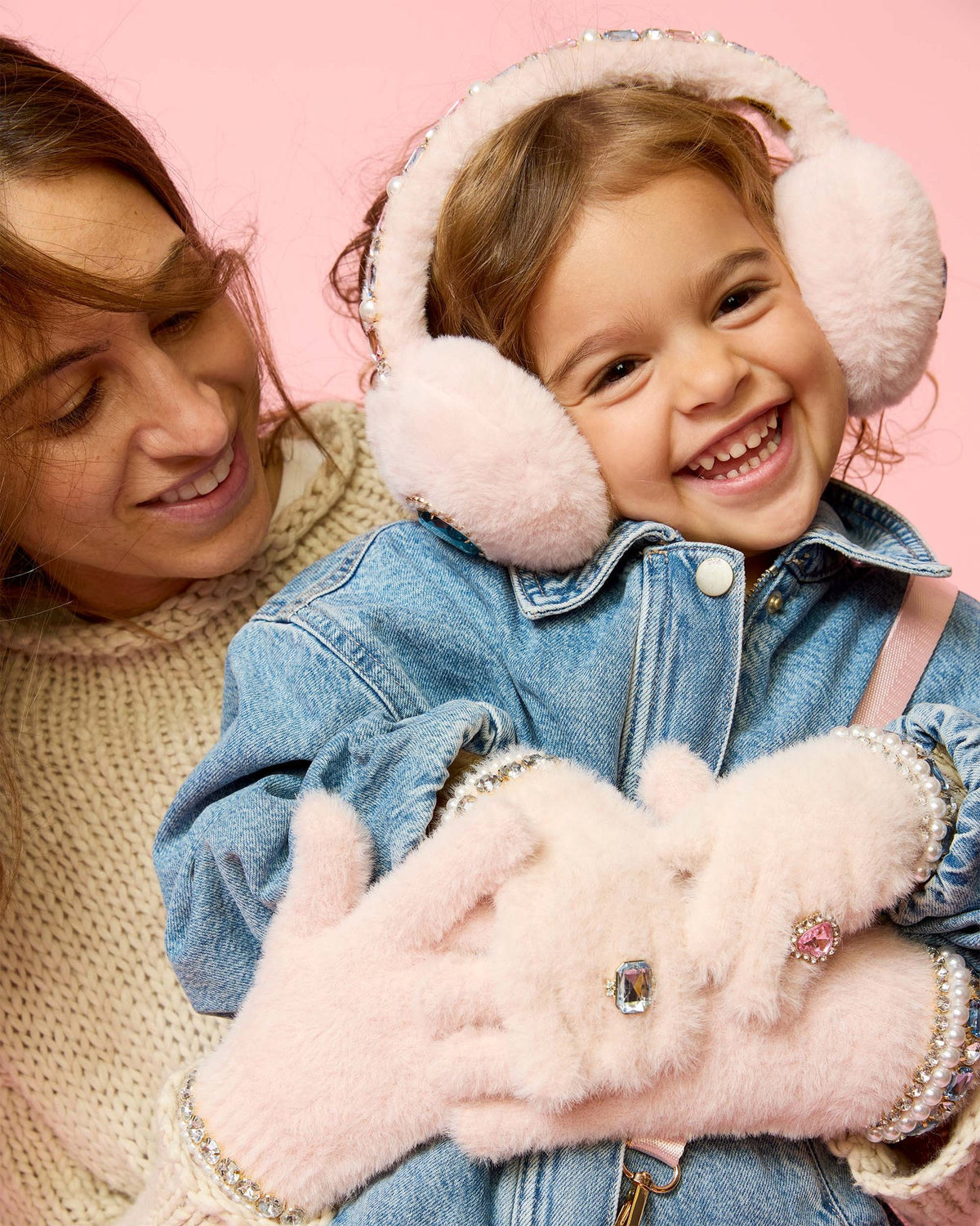 ADULT Cotton Candy Jeweled Gloves