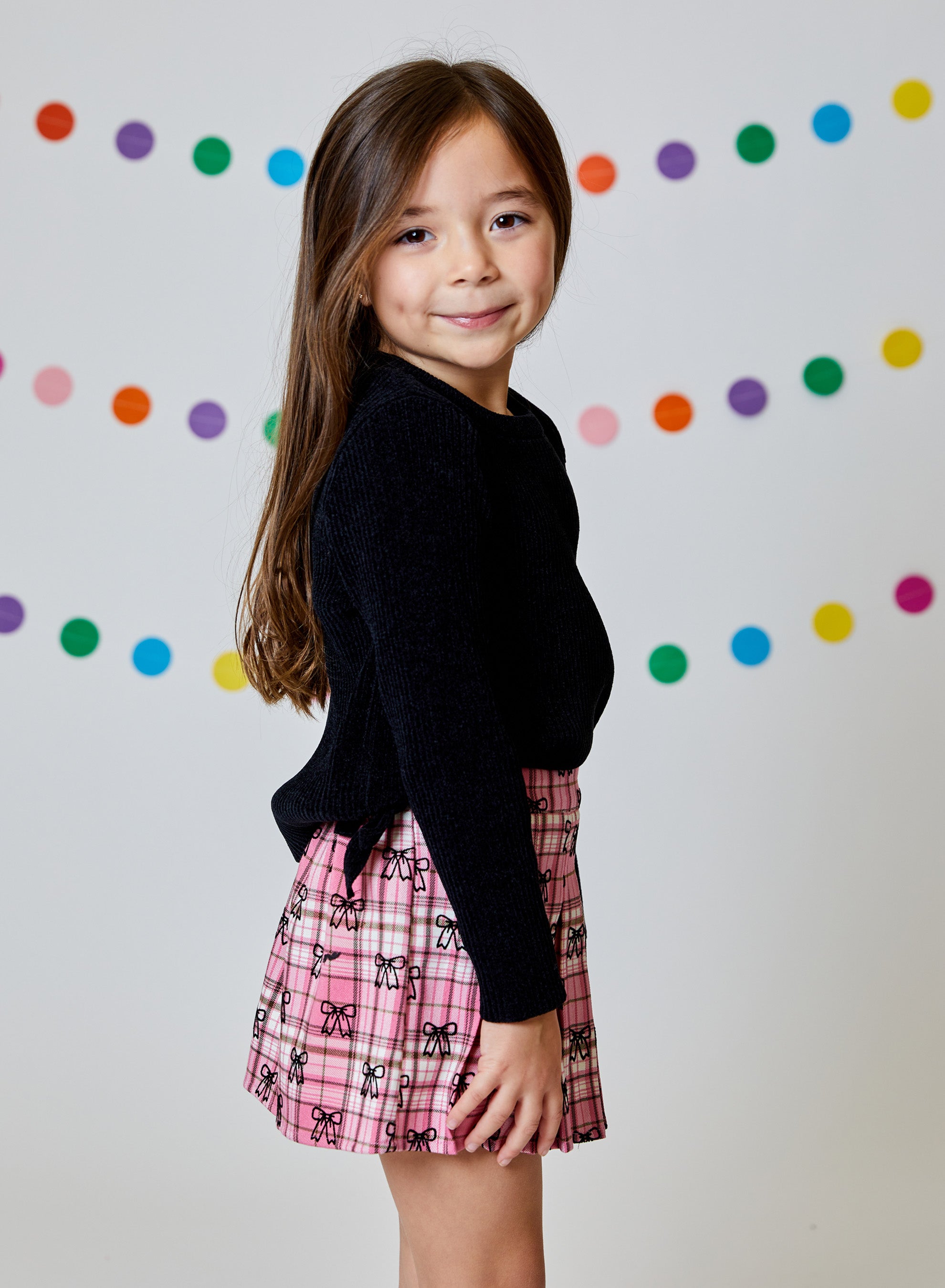 Pink Plaid Bow Skort