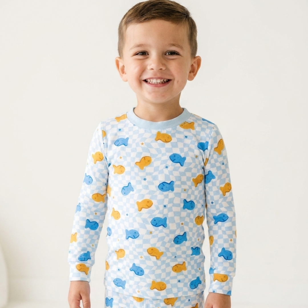 Goldfish Blue LS PJ Set