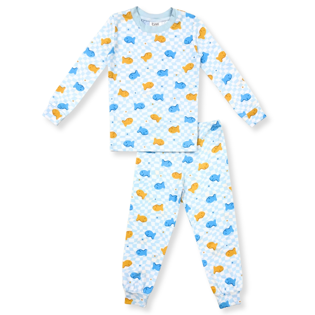 Goldfish Blue LS PJ Set