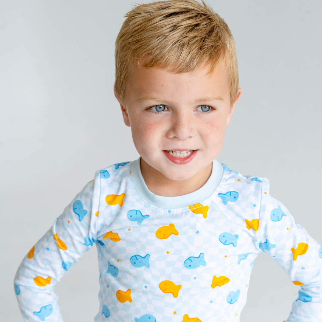 Goldfish Blue LS PJ Set