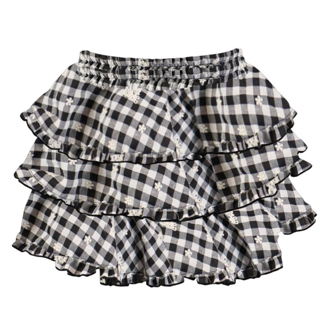 3 Tier Gingham Eyelet Skort