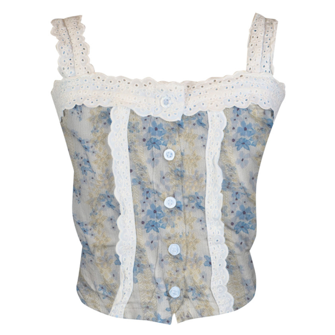Hibiscus Tank with Lace