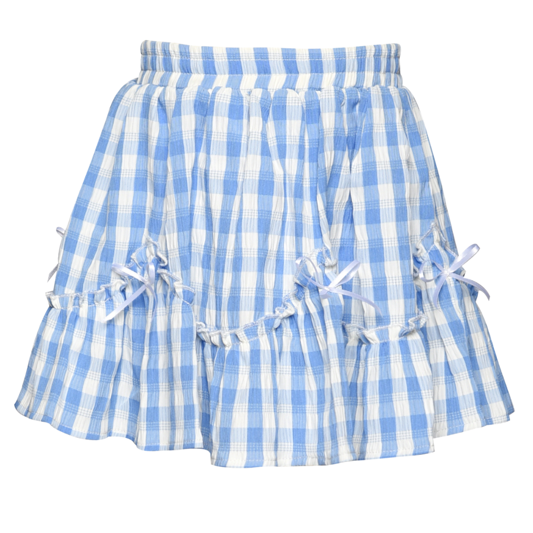 Smocked Gingham Bow Skort Set
