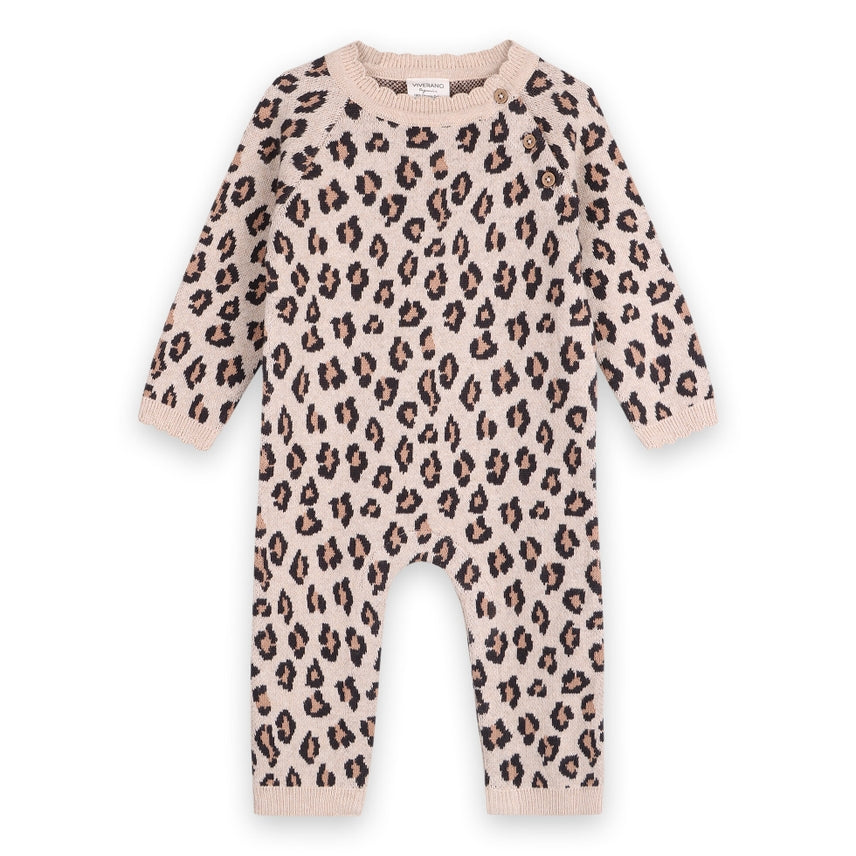 Leopard Jacquard Knit Jumpsuit - Meems
