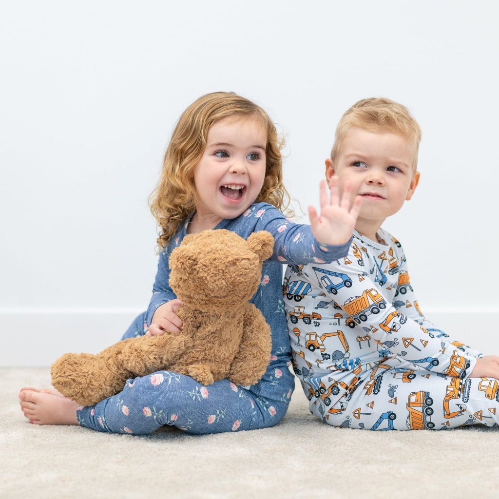"Denim" Floral 2pc Pajama Set - Meems