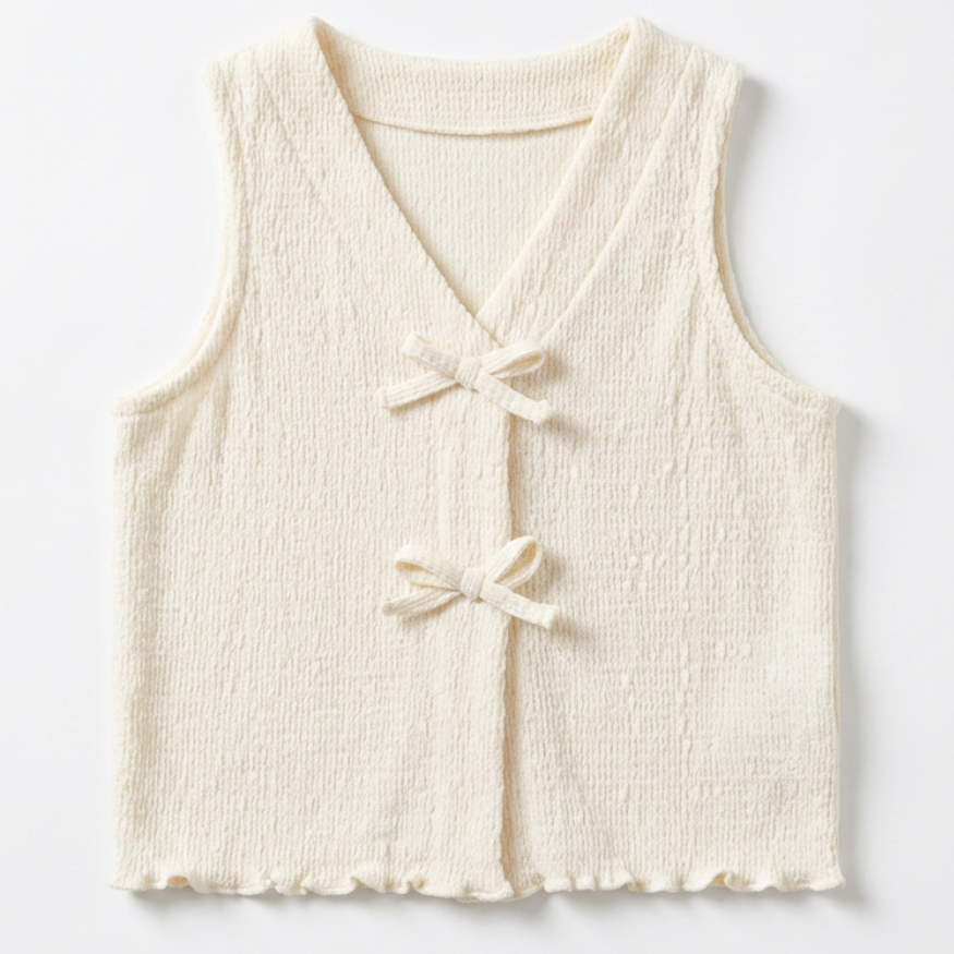 Off White Knit Bow Tank