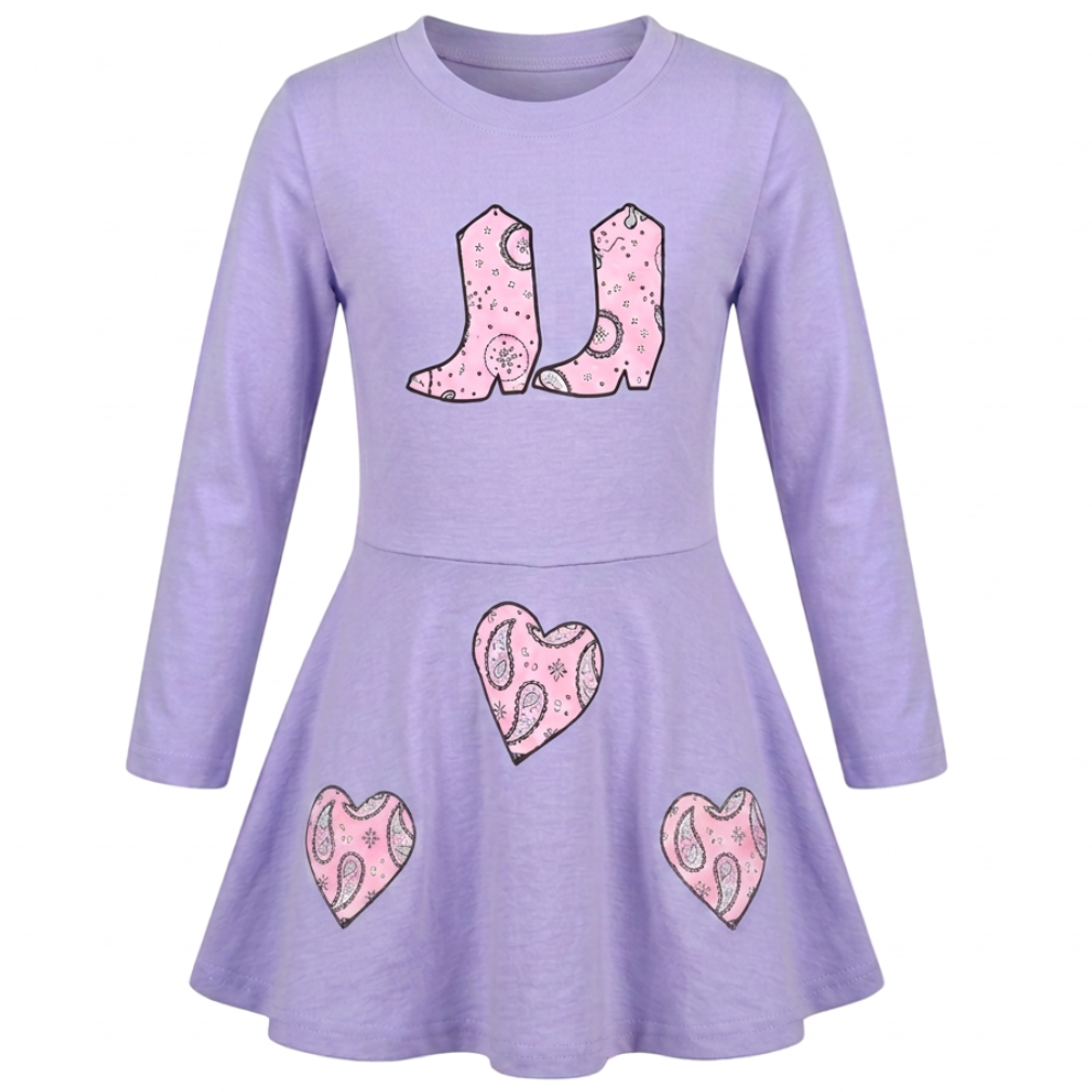 Bandana Hearts and Boots LS Dress