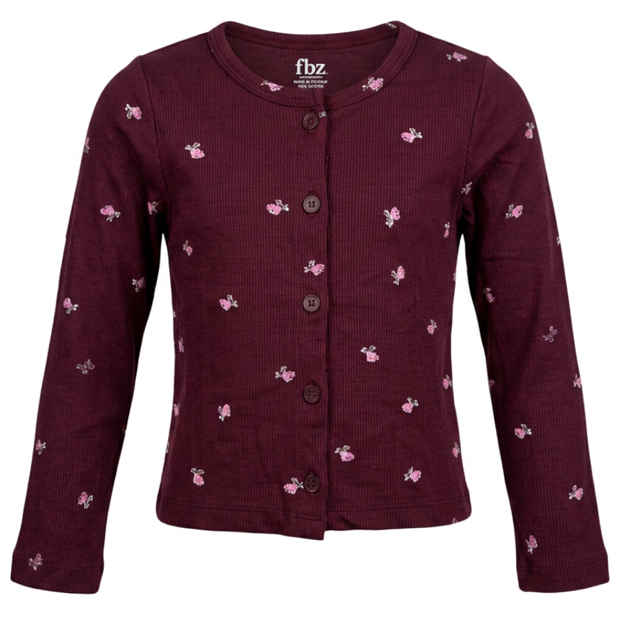 Burgundy Floral Rib Cardi