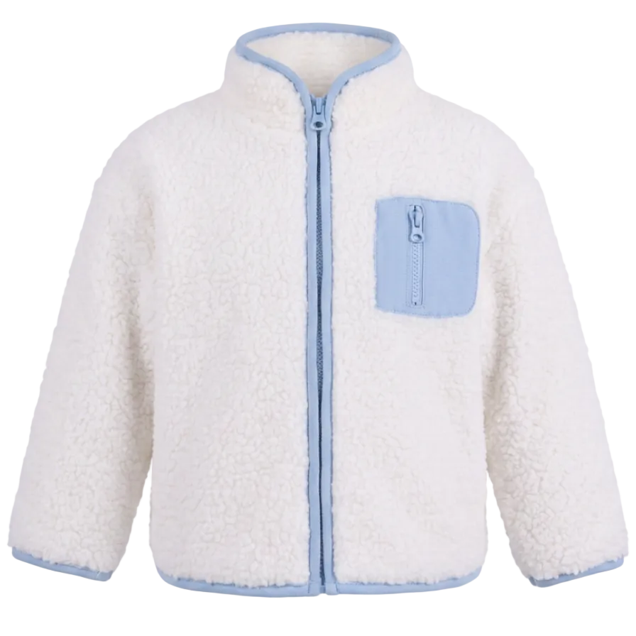 Blue Lined Sherpa Zip Jacket