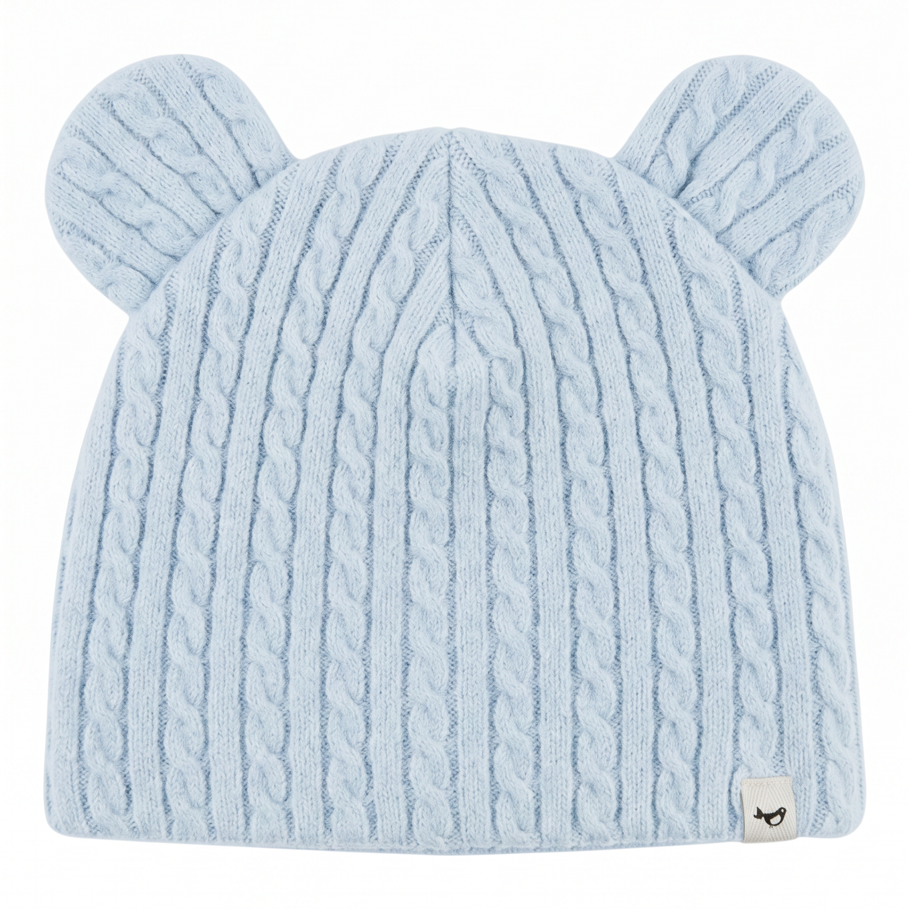 Blue Cable Knit Bear Ear Hat