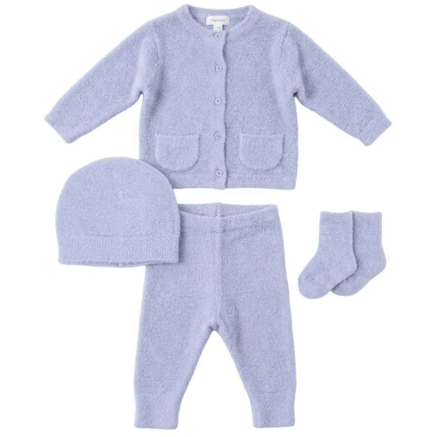 Dusty Blue Chenille Cardigan 4pc Set (pre-order)