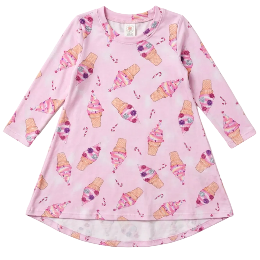 Holiday Swirl LS Hilo Dress