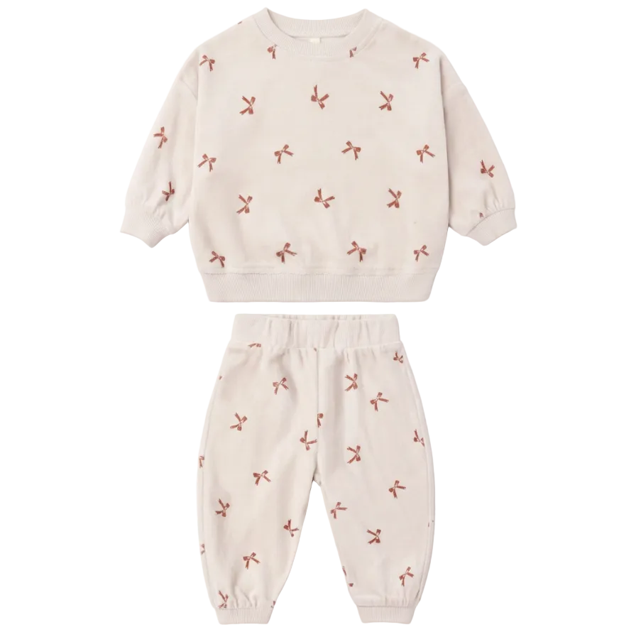 Red Bows Velour Relaxed Sweatset