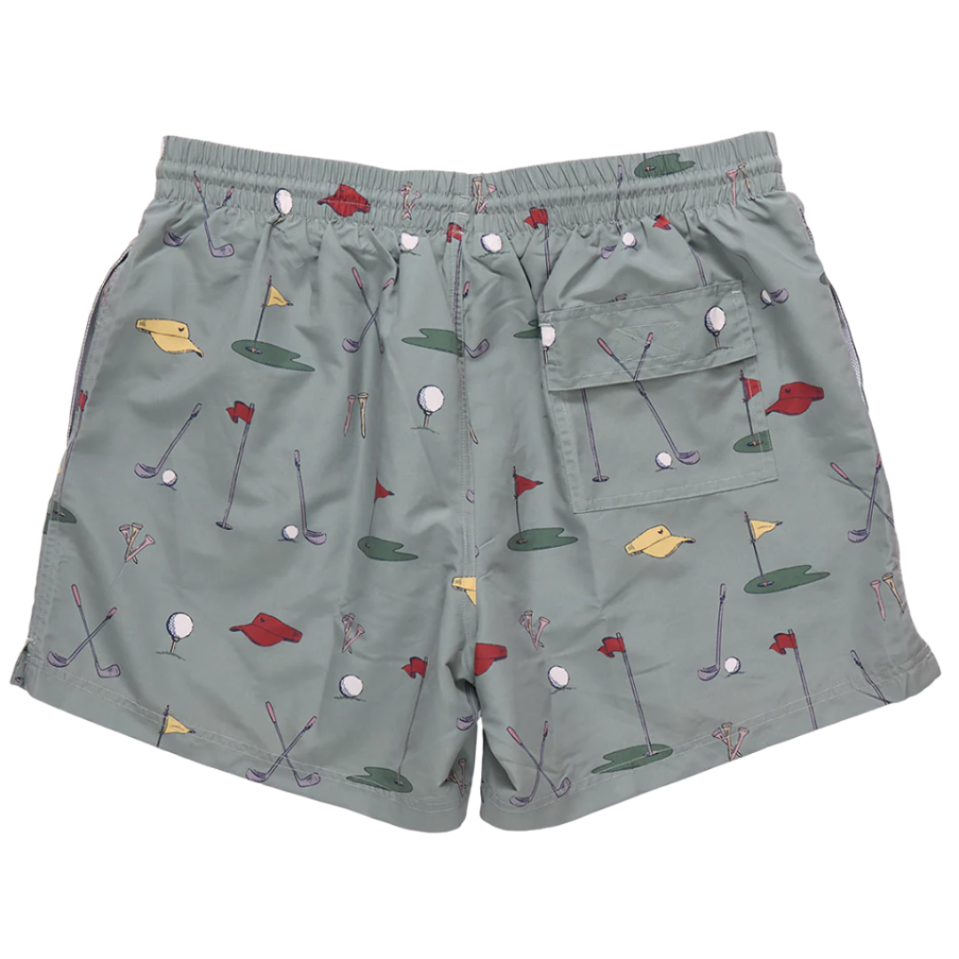 Green Golf Tournment Mens Swim Trunk
