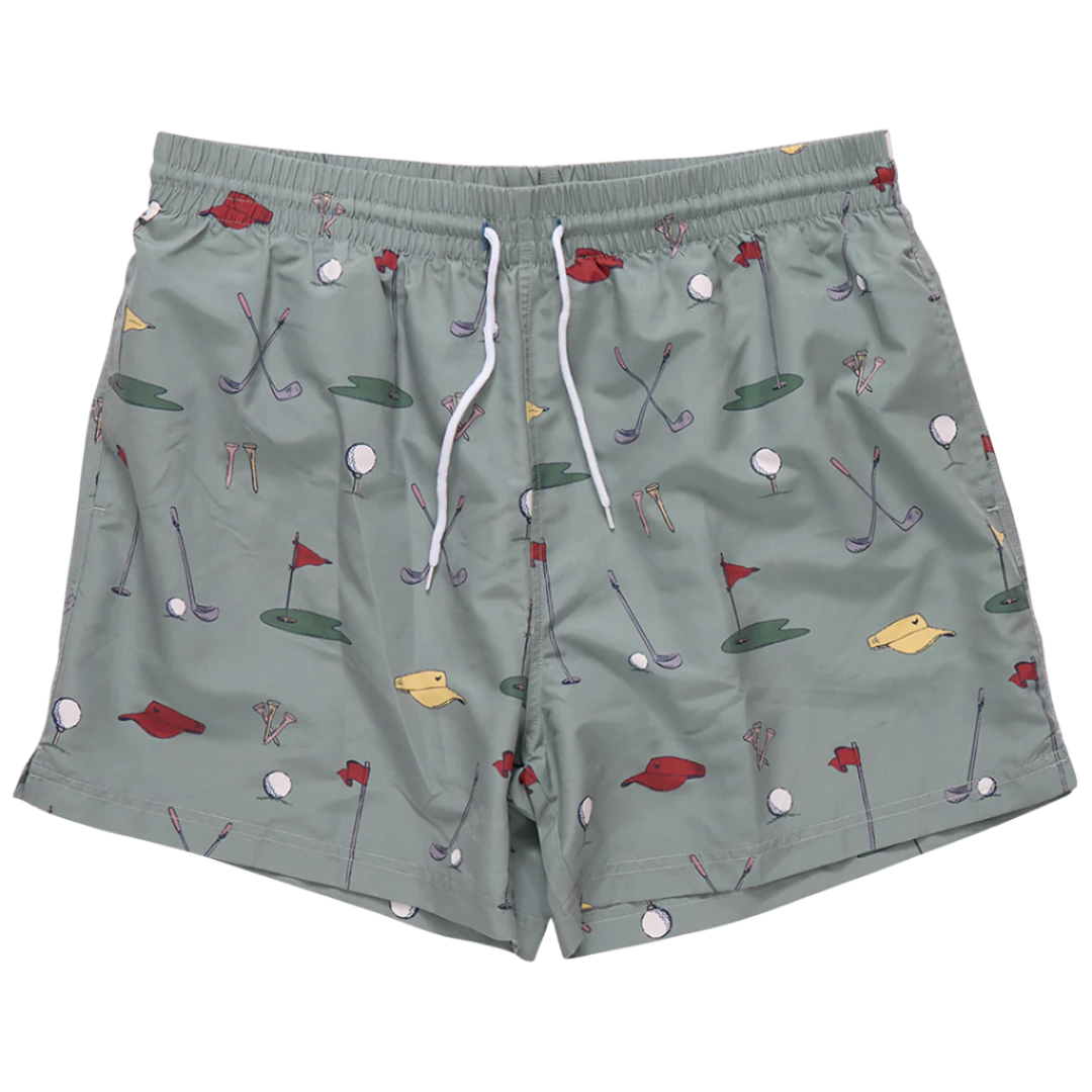 Green Golf Tournment Mens Swim Trunk