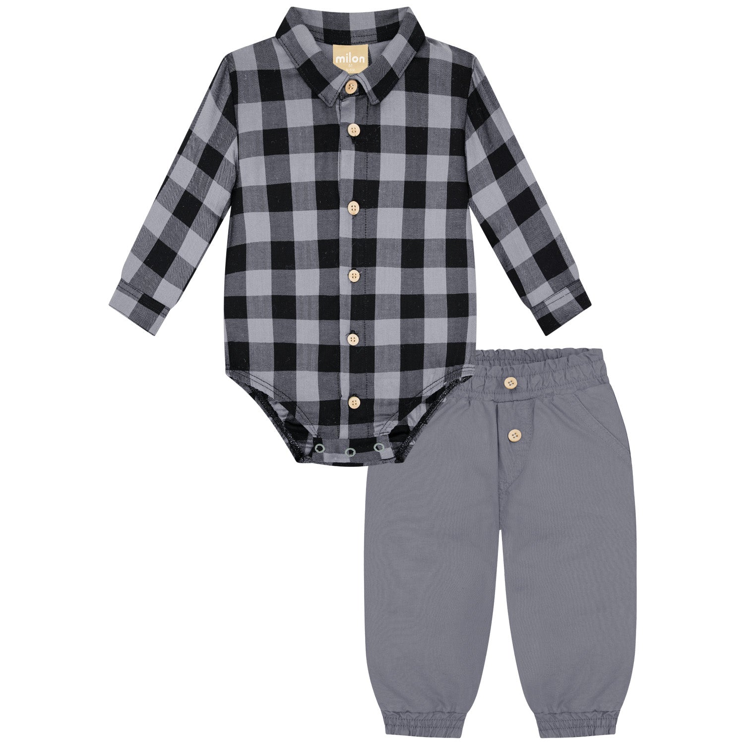 Plaid Collar Onesie Set