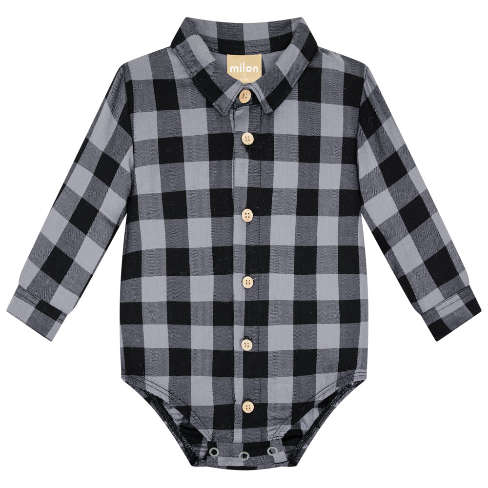 Plaid Collar Onesie Set