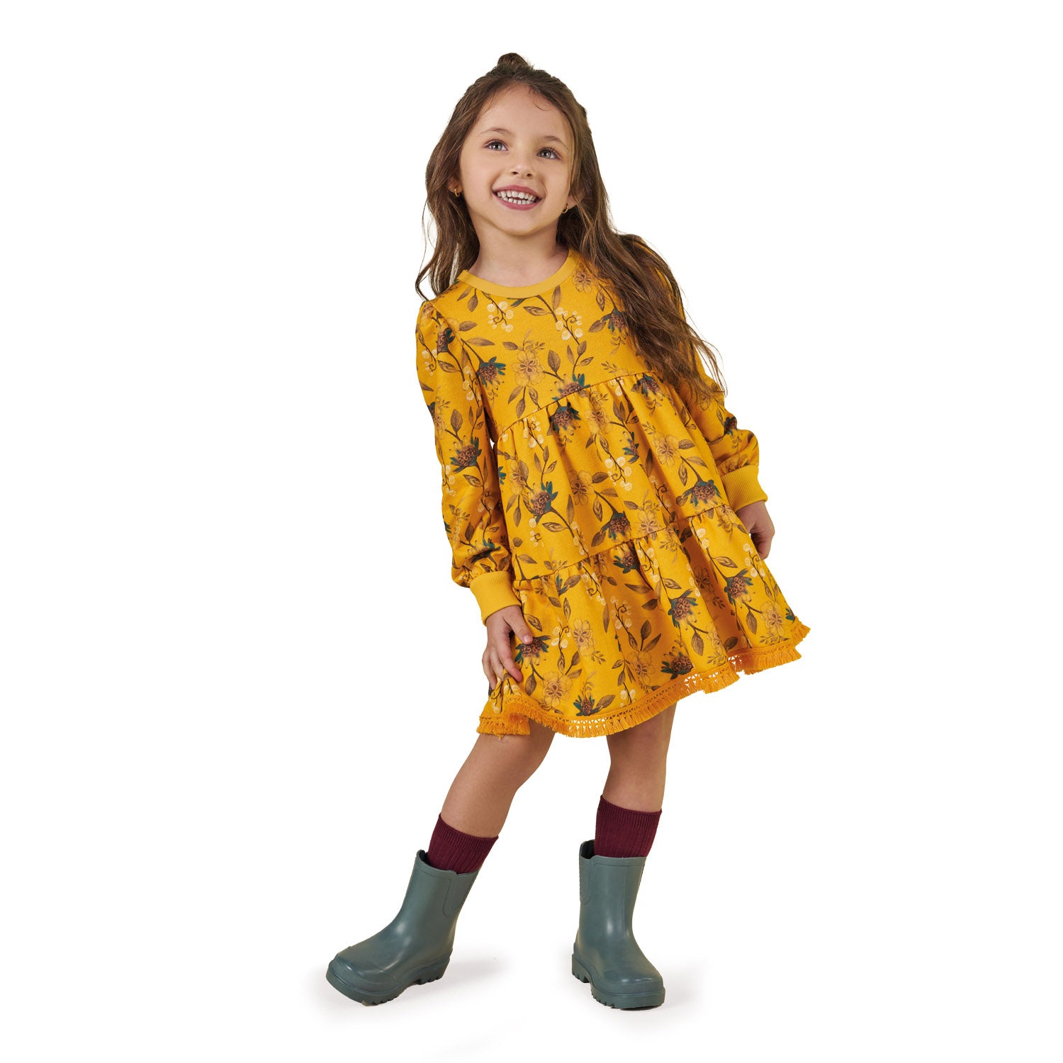 Marigold Floral Sweatshirt Dress