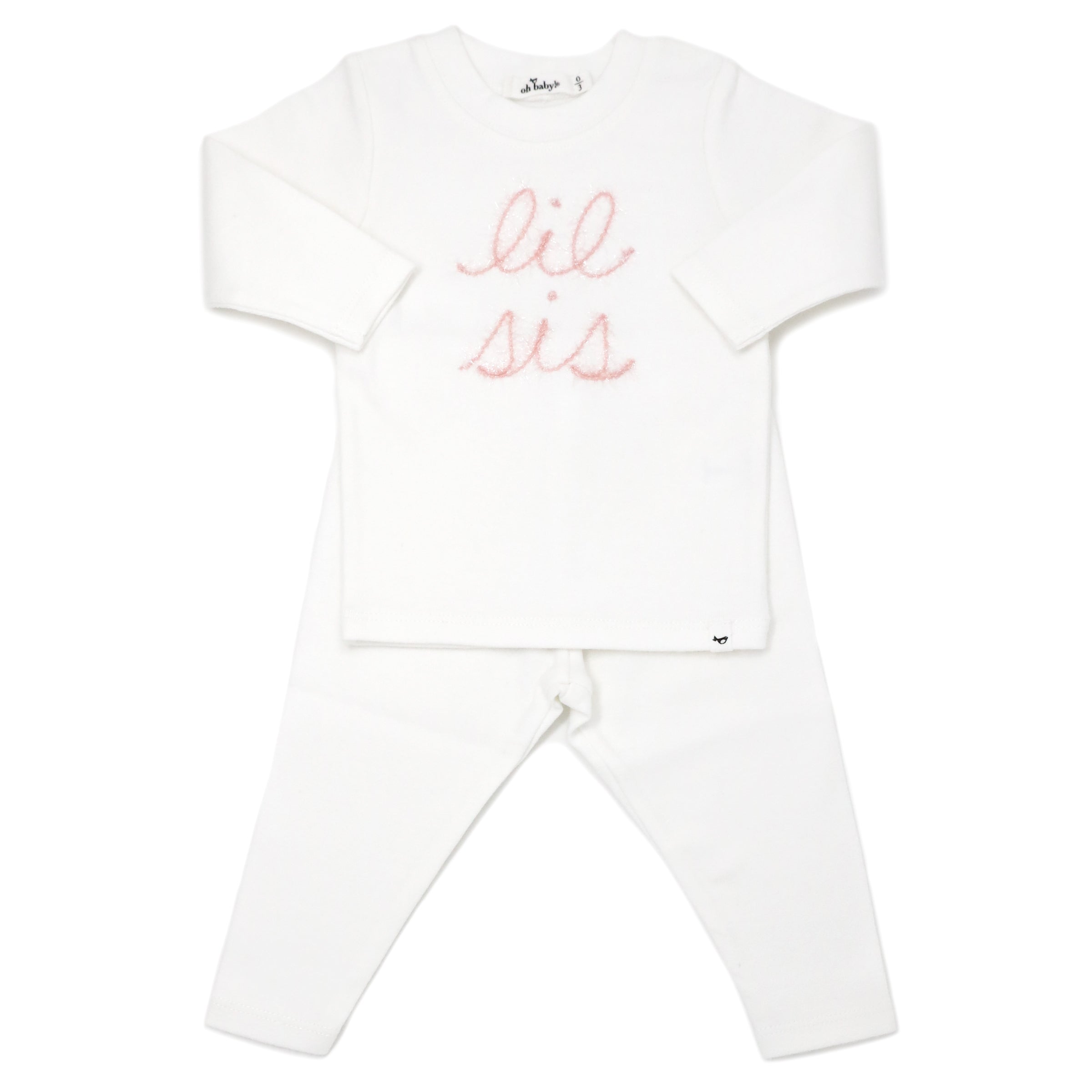 Lil Sis Pink Embroidered 2pc Set
